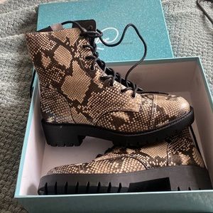 Chelsea & Violet Snakeskin Combat Boots